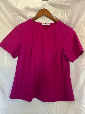 OF Mercer Short Sleeve Blouse in Fuchsia Hot Pink Size M Work Classic Office